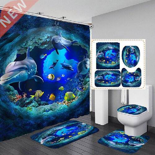 Ocean Dolphin Deep Sea Polyester Shower Curtain Bathroom