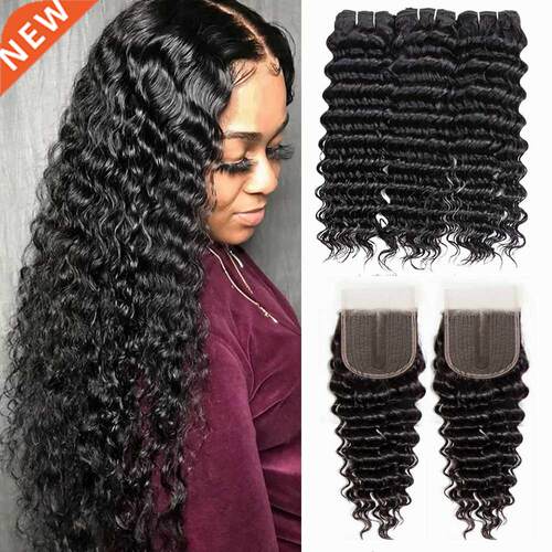 Sapphire Brazilian Loose Deep Wave Bundles With Transparent