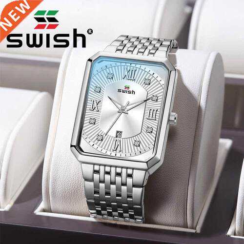 SWISH Silver Watch Luxury Men Fashion Casual Quartz Wristwa