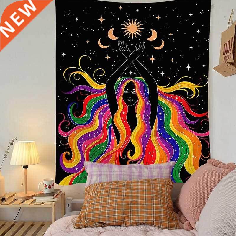 Indian Moon Phase Girl Mandala Tapestry Wall Hanging Boho de