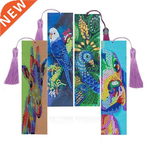 4Pcs Diamond Painting Bookmarks Handmade Beaded Bookmarks wi