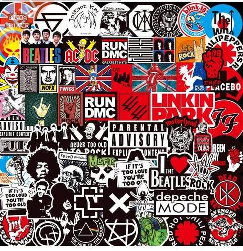 100Pcs Rock Sticker Music Retro Band Graffiti JDM Stickers