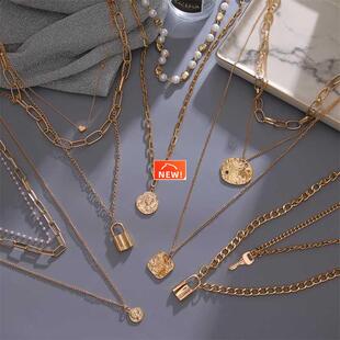 Vintage Multi Layered Women's Necklaces Pearl Round Coin