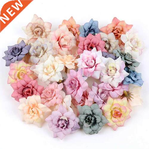 10Pcs Artificial Flower 4.5cm Silk Rose Head For Wedding Hom