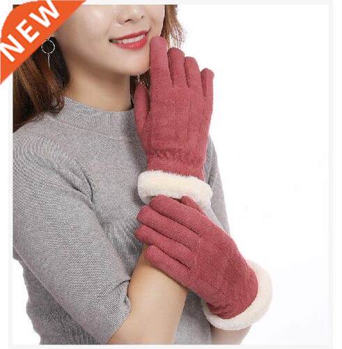 1Pair Women Cashmere Velvet Warm Touch Screen Winter Gloves