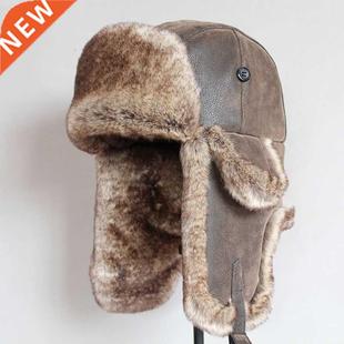 Bomber Hats Winter Men Warm Russian Ushanka Hat with Ear Fla
