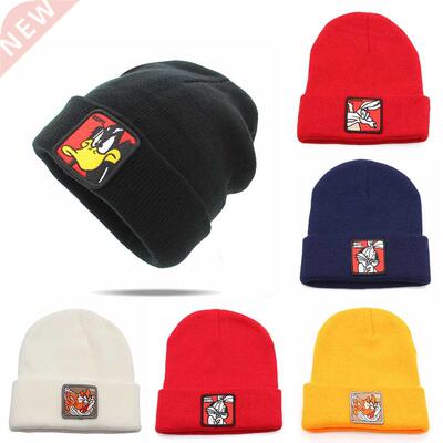 Warm Beanie Knitted Hat Cartoon Donald Embroidery Casual For