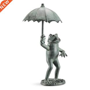 Umbrella Frogs Garden Resin Statues Stand On Stone Figurine