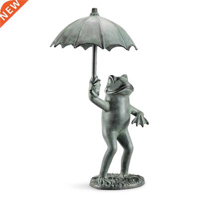 Umbrella Frogs Garden Resin Statues Stand On Stone Figurine