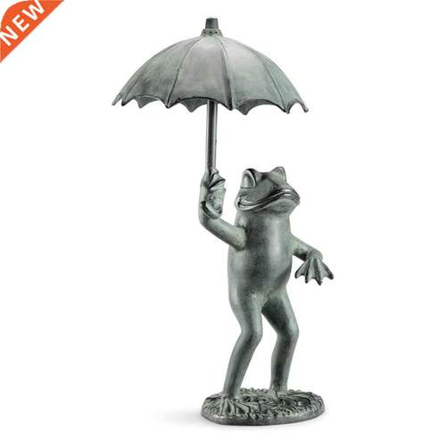 Umbrella Frogs Garden Resin Statues Stand On Stone Figurine