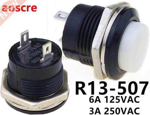 5pcs R1-507 White Color Momentary Push Button Switch OFF-ON
