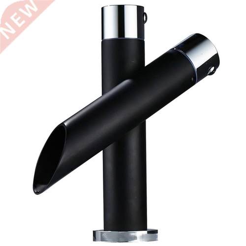 Black with Chrome Deck Mount Bathroom Sink Faucet Set Basin