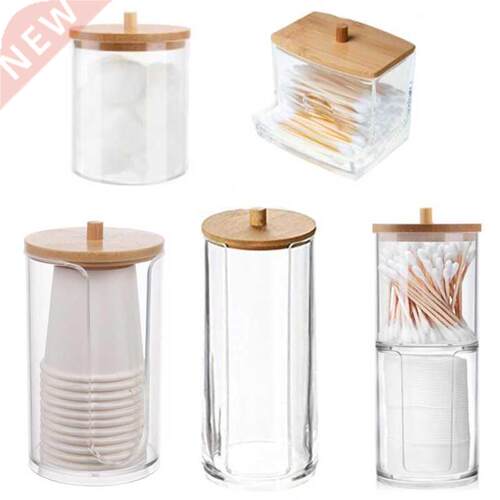 Acrylic Storage Box Bathroom Jar Makeup Organizer Cotton Rou