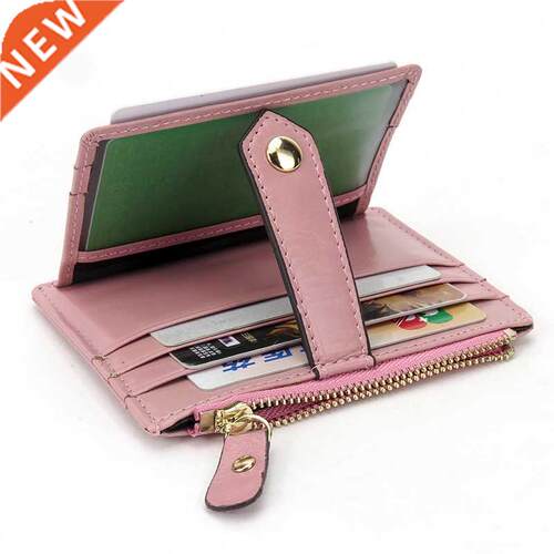 Women Leather Slim Card Holder Wallet Men Mini Wallets Zippe