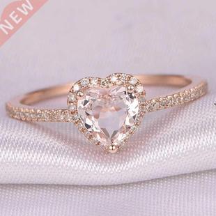 Fashion Crystal Heart Shaped Wedding Rings For Women Rose Go