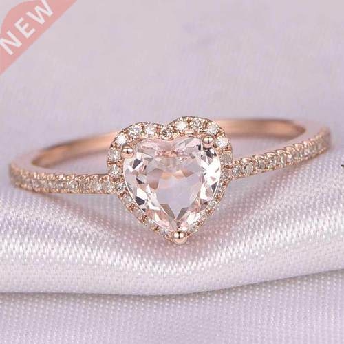 Fashion Crystal Heart Shaped Wedding Rings For Women Rose Go