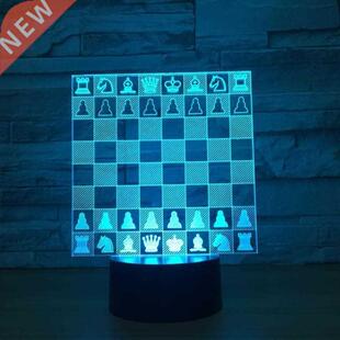 D Table Desk Lamp Acrylic Chess Board USB Nightlight