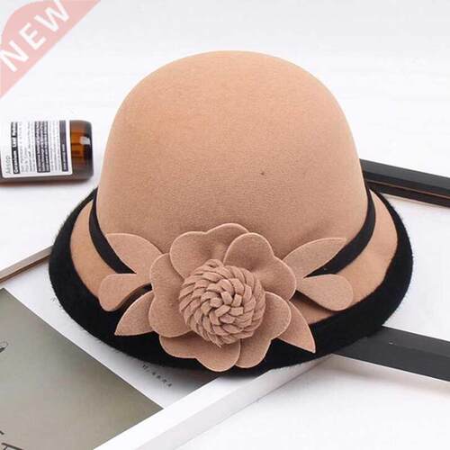 New Winter Women Floral Wool Cap Hats Fedoras Vintage Wester