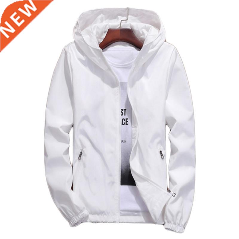 Jacket women white S-7XL plus size loose thin couple hooded