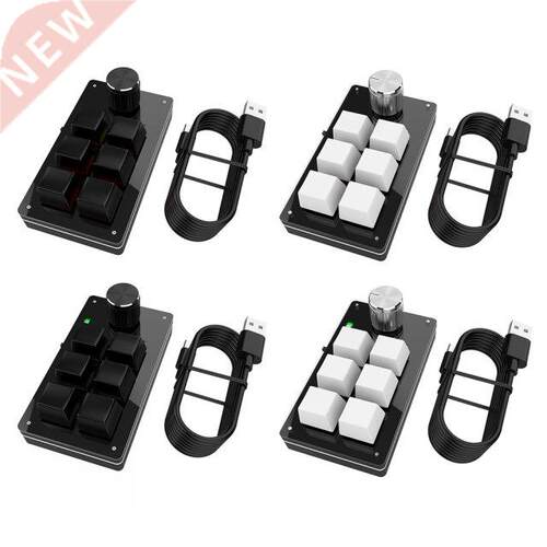Custom Gaming Keyboard Knob 6 Key + 1 Knob Programmable Hots
