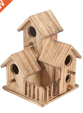Cretive Wooden Bird House Breeding Cge Box Feeding Nest