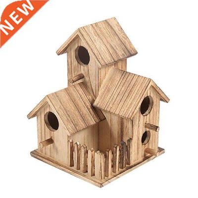 Cretive Wooden Bird House Breeding Cge Box Feeding Nest