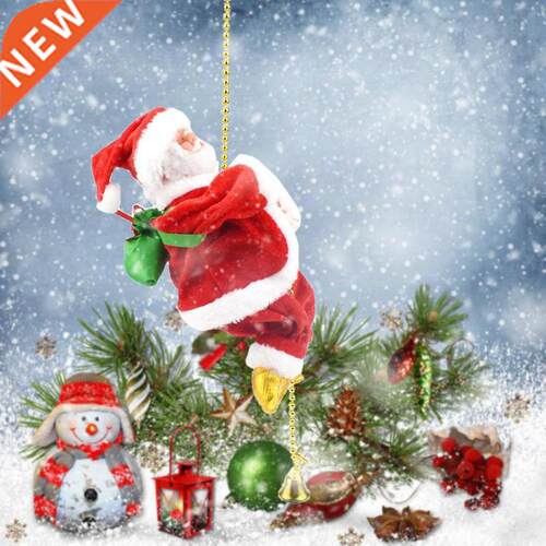 Electric Santa Claus Riding Deer Doll Toy Climbing Ladder T