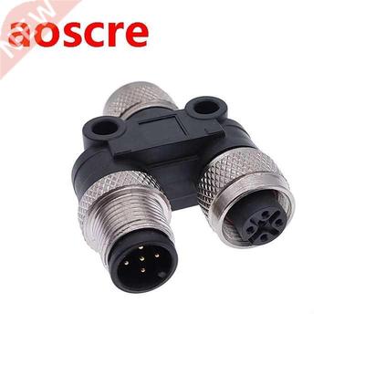 M12 Y shaped connector conversion plug male female three-wa