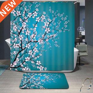 Plum Blossoms Print Fabric Shower Curtains Bathroom
