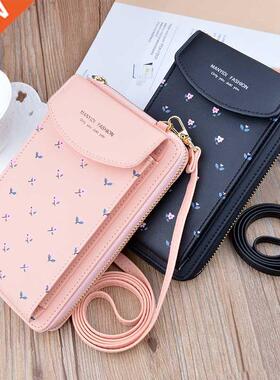 2020 Women Wallet Flower Print Leather Shoulder Straps Shoul