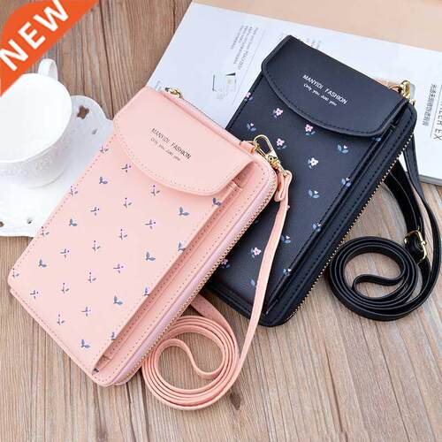 2020 Women Wallet Flower Print Leather Shoulder Straps Shoul
