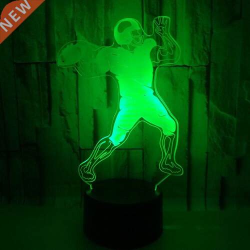 7 Color Change Play Rugby 3D Illusion Led Night Light USB Ta