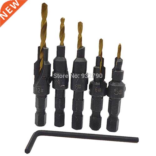 5pcs Ti Countersink Drill Bit Change Counter Sink Hex Shank