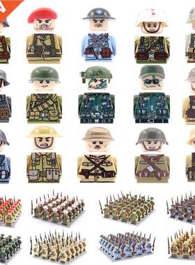 24pcs/lot WW2 Military Soldiers Building Blocks Soviet US C