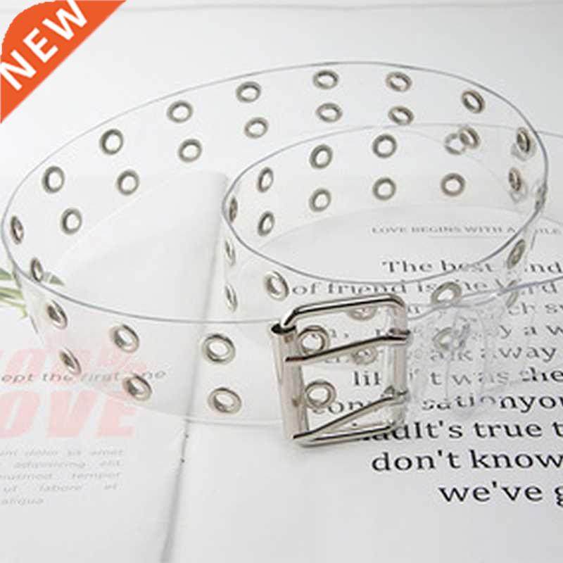2022 Two Row PVC Clear Belt For Women Fashion Pin Buckle Fem