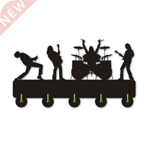 Music Band 5 Metal Hooks Wall Mounted Coat Rack Wooden Cloth