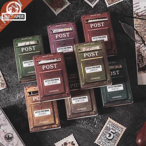 Mr.paper 8 Designs 100Pcs/lot Vintage Postman Series Stamp