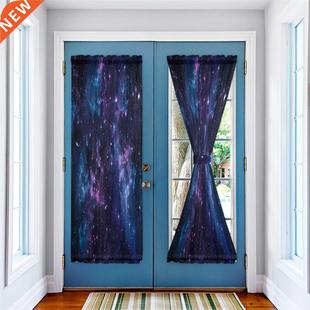 Blue Starry Sky Purple Milky Way Door Curtains Decor Home