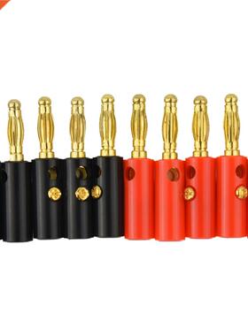 Fasdga 10 x Audio Speaker Screw Banana Gold Plate Plugs Conn