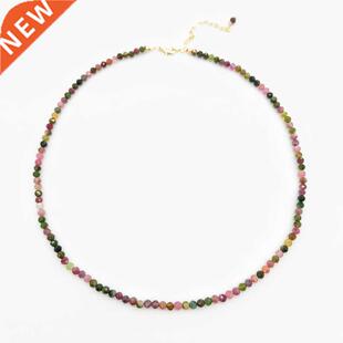 Faceted Tourmaline Necklace Rainbow Multicolor Gemstones Nat