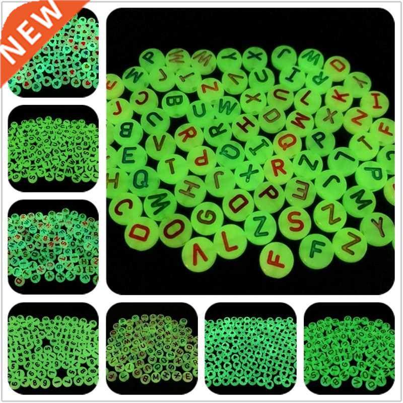 50/100pcs 7mm 10mm Luminous Beads Letter Beads Acrylic Space