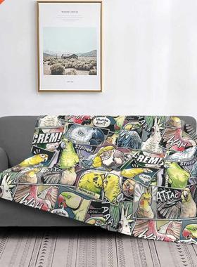 Parrots Comic Style Throw Blanket Weighting Blanket Luxury B
