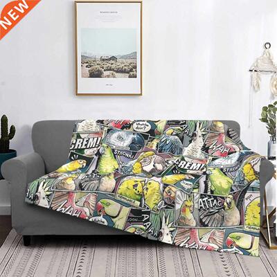 Parrots Comic Style Throw Blanket Weighting Blanket Luxury B