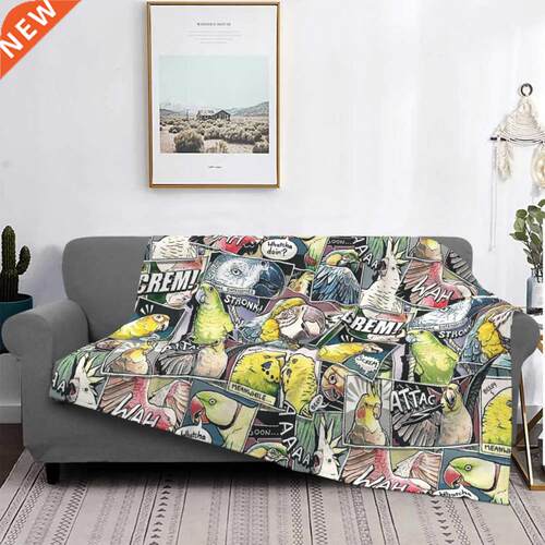 Parrots Comic Style Throw Blanket Weighting Blanket Luxury B