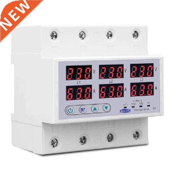 Din Rail 3 Phase Voltage Relay 380V Voltmeter Ammeter Over