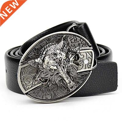 Jeans Belt For Men Buckle Split Leather Fashion Metal Skull