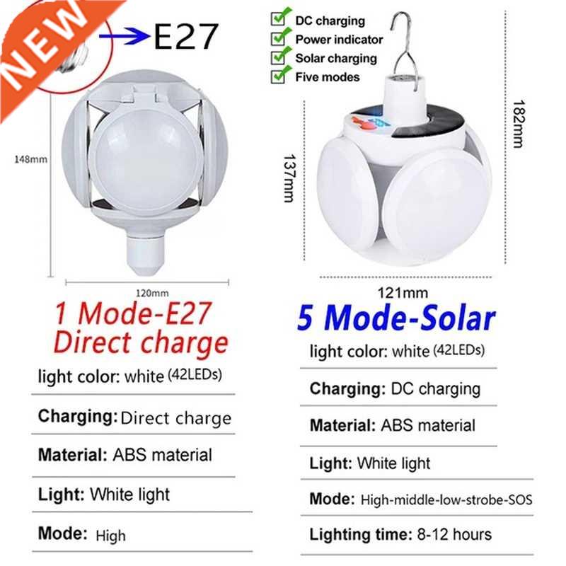 LED Solar Lamps Emergency USB E27 Foldable Led Bulb Cable Re