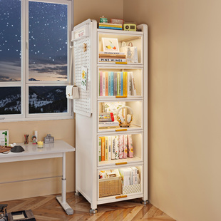 钢制书架置物架落地简易家用多层收纳柜子窄缝小书柜客厅靠墙收纳