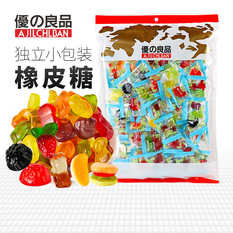 优之良品小包综合橡皮糖400g水果味果汁软糖儿童QQ糖喜庆礼糖零食