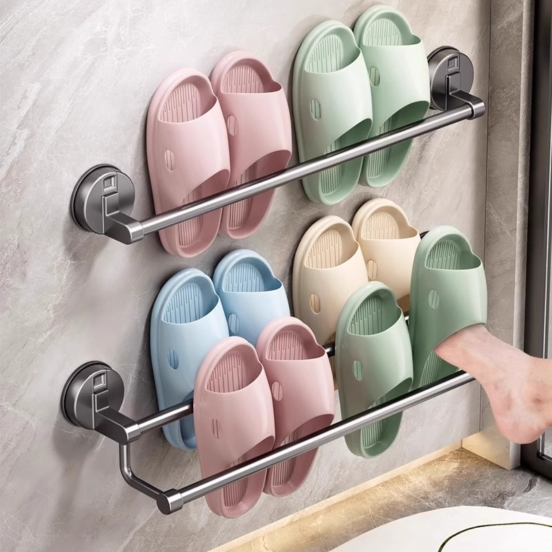 吸盘拖鞋架浴室免打孔卫生间置物架鞋子沥水收纳挂架厕所壁挂挂架